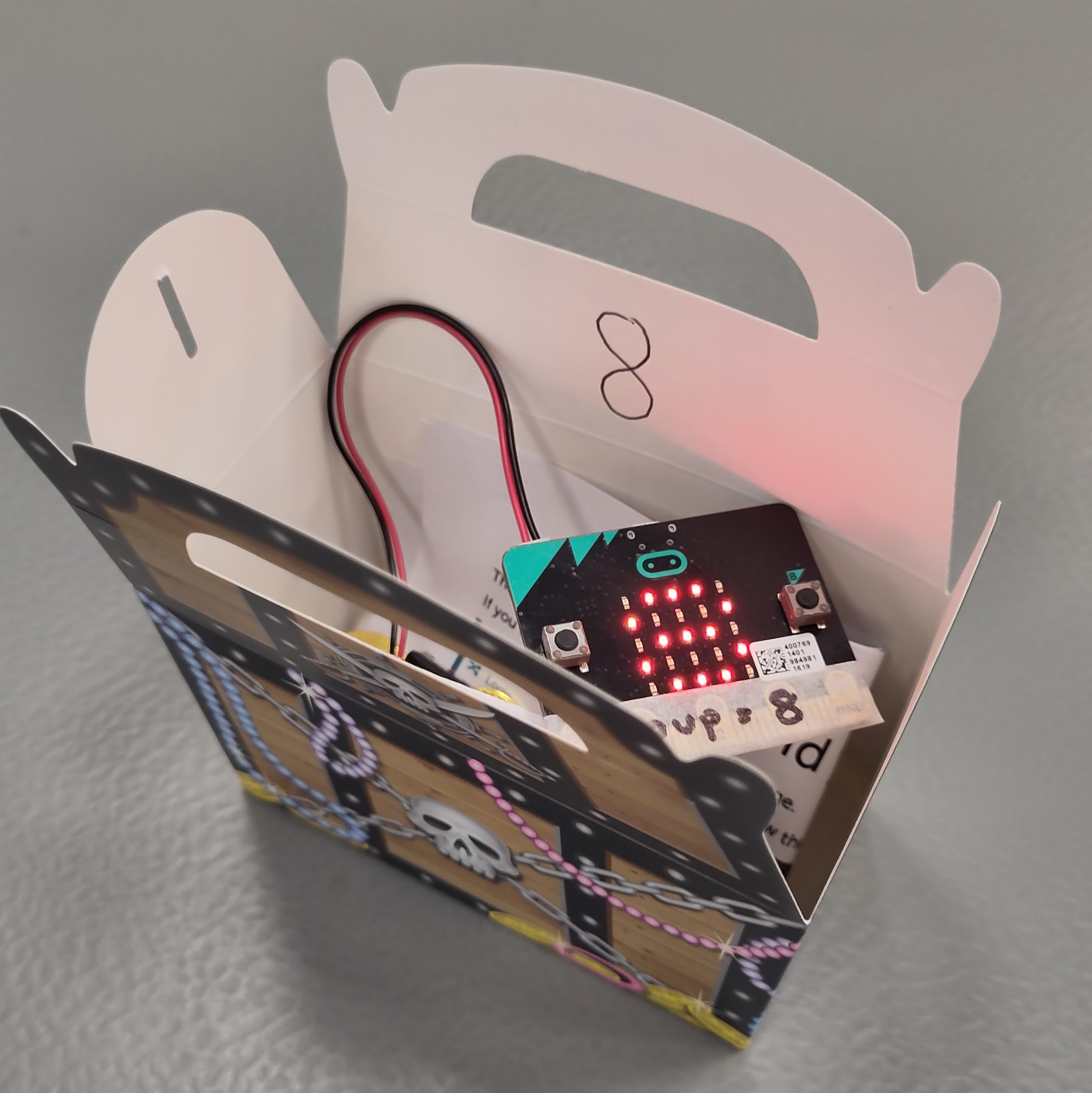 photograph of treasure box with a micro:bit inside